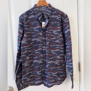 NWT American Rag Gray and Brown and blue camouflaged like Patterned button up